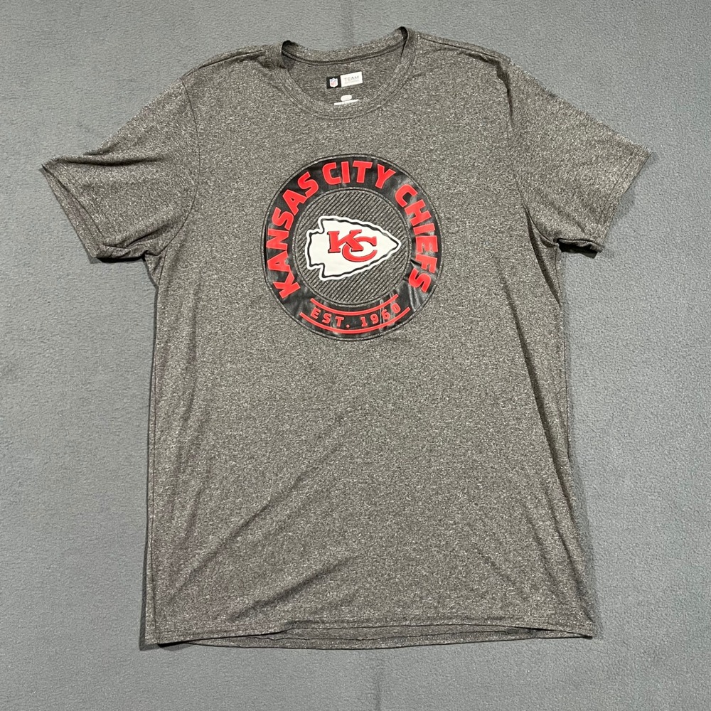 Kansas City‎ Chiefs NFL Team Apparel Gray Polyester T-Shirt - Size Large